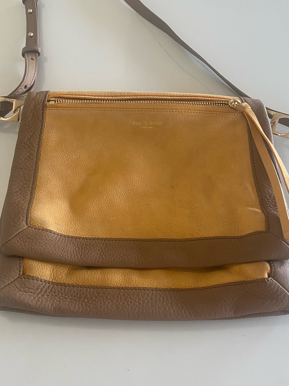 Rag & Bone Two-Tone Tan and Brown Leather Crossbody Bag